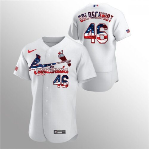 686365620b016_1 Men's St. Louis Cardinals #46 Paul Goldschmidt White 2020 Stars & Stripes Flex Base Stitched Jersey
