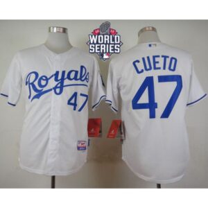 686365a48a05d_1 Royals #47 Johnny Cueto White Cool Base W/2015 World Series Patch Stitched MLB Jersey