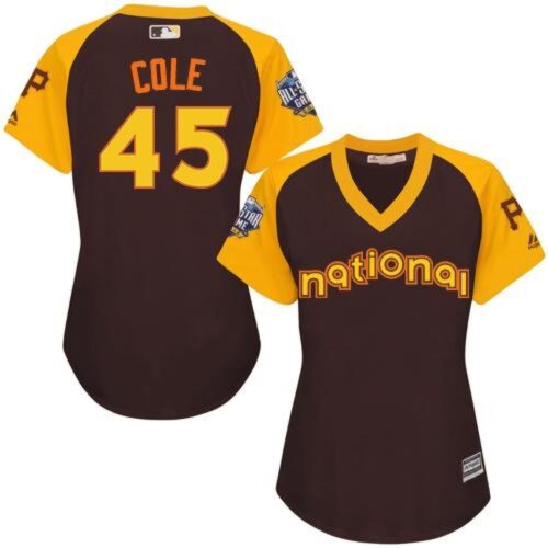 686365d5a1dbd_1 Pirates #45 Gerrit Cole Brown 2016 All-Star National League Women's Stitched MLB Jersey