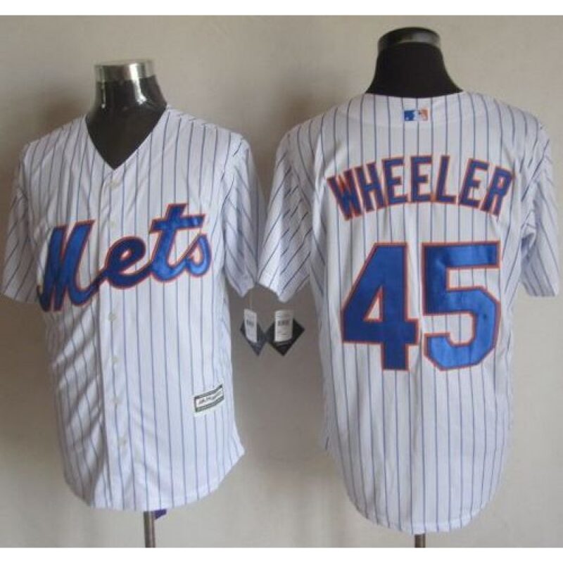 686366093e577_1 Mets #45 Zack Wheeler White(Blue Strip) New Cool Base Stitched MLB Jersey