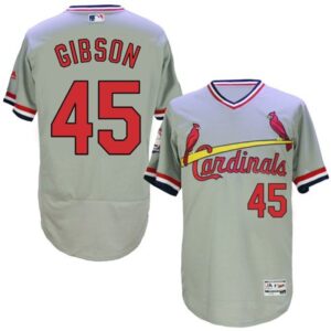 6863662e08f5e_1 Cardinals #45 Bob Gibson Grey Flexbase Authentic Collection Cooperstown Stitched MLB Jersey