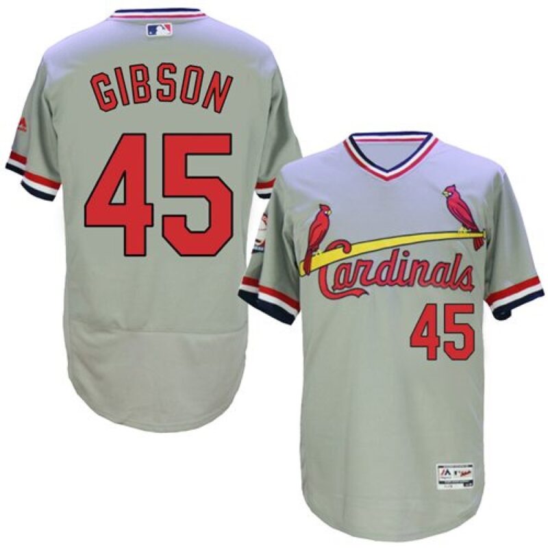6863662e08f5e_1 Cardinals #45 Bob Gibson Grey Flexbase Authentic Collection Cooperstown Stitched MLB Jersey
