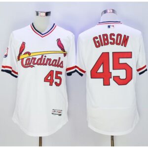 6863663177d5c_1 Cardinals #45 Bob Gibson White Flexbase Authentic Collection Cooperstown Stitched MLB Jersey