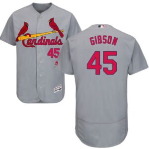 68636634aef91_1 Cardinals #45 Bob Gibson Grey Flexbase Authentic Collection Stitched MLB Jersey