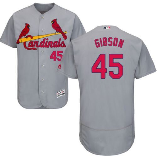 68636634aef91_1 Cardinals #45 Bob Gibson Grey Flexbase Authentic Collection Stitched MLB Jersey