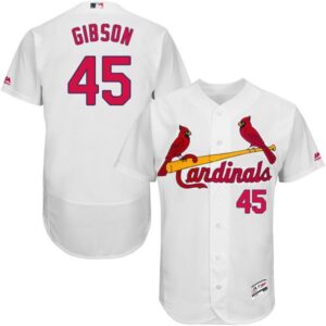 6863663bb78a6_1 Cardinals #45 Bob Gibson White Flexbase Authentic Collection Stitched MLB Jersey