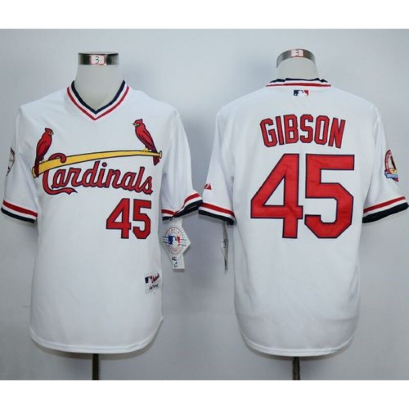 6863664291339_1 Cardinals #45 Bob Gibson White 1982 Turn Back The Clock Stitched MLB Jersey