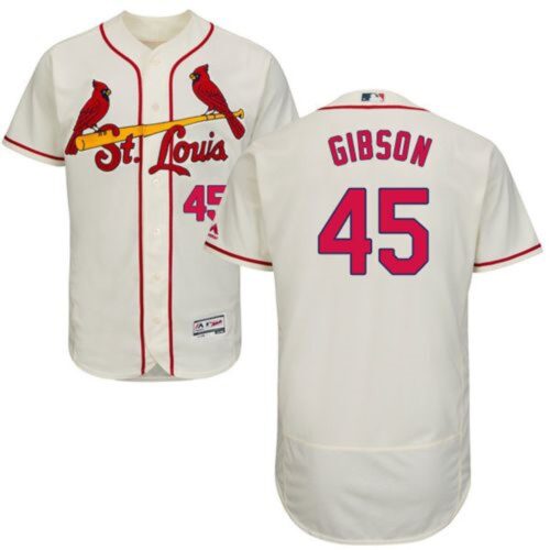 6863664cc7801_1 Cardinals #45 Bob Gibson Cream Flexbase Authentic Collection Stitched MLB Jersey