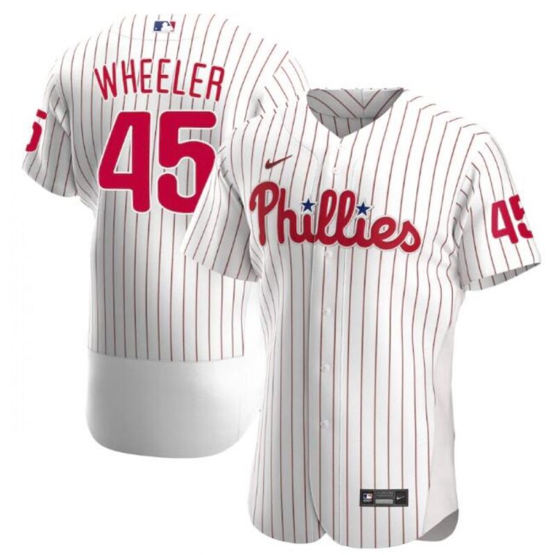 6863665371265_1 Men's Philadelphia Phillies #45 Zack Wheeler White Flex Base Stitched Jersey