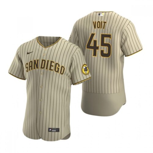 6863665d9f1fd_1 Men's San Diego Padres #45 Luke Voit Tan Flex Base Stitched Baseball Jersey