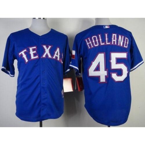 6863666818c75_1 Rangers #45 Derek Holland Stitched MLB Blue Cool Base Jersey