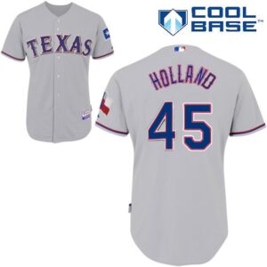 6863667244193_1 Rangers #45 Derek Holland Stitched MLB Grey Cool Base Jersey