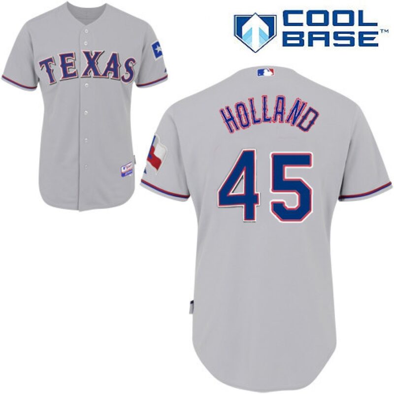 6863667244193_1 Rangers #45 Derek Holland Stitched MLB Grey Cool Base Jersey