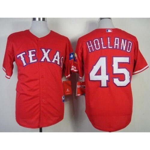 6863667be10de_1 Rangers #45 Derek Holland Stitched MLB Red Cool Base Jersey