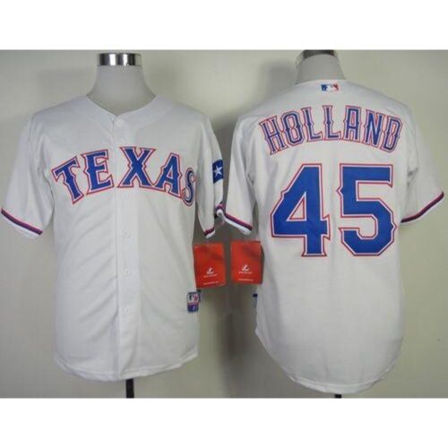 68636685f0cbe_1 Rangers #45 Derek Holland White Cool Base Stitched MLB Jersey