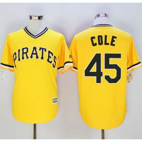 686366a520b84_1 Pirates #45 Gerrit Cole Gold New Cool Base Stitched MLB Jersey
