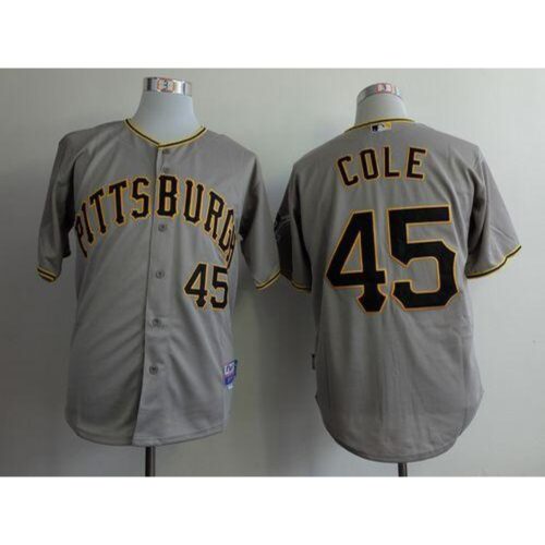 686366afa27dd_1 Pirates #45 Gerrit Cole Grey Cool Base Stitched MLB Jersey