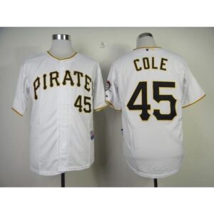 686366b98f04d_1 Pirates #45 Gerrit Cole White Cool Base Stitched MLB Jersey