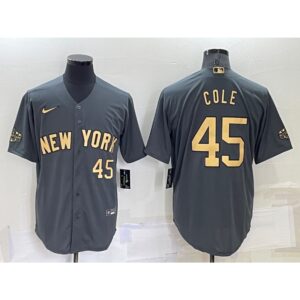 686366c6a055b_1 Men's New York Yankees #45 Gerrit Cole 2022 All-Star Charcoal Cool Base Stitched Baseball Jersey