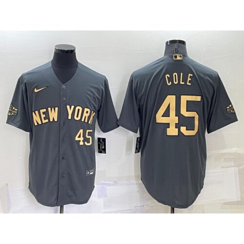 686366c6a055b_1 Men's New York Yankees #45 Gerrit Cole 2022 All-Star Charcoal Cool Base Stitched Baseball Jersey
