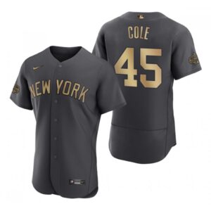 686366ca26536_1 Men's New York Yankees #45 Gerrit Cole 2022 All-Star Charcoal Flex Base Stitched Baseball Jersey