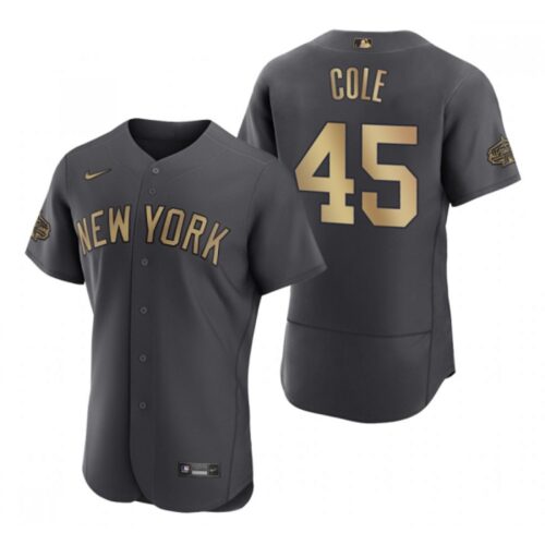 686366ca26536_1 Men's New York Yankees #45 Gerrit Cole 2022 All-Star Charcoal Flex Base Stitched Baseball Jersey