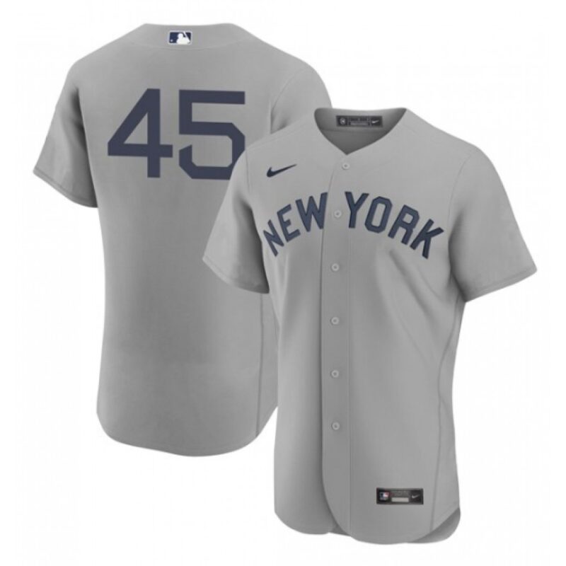 686366d78d89c_1 Men's New York Yankees #45 Gerrit Cole 2021 Grey Field of Dreams Flex Base Stitched Baseball Jersey