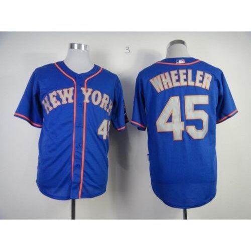 6863670391b32_1 Mets #45 Zack Wheeler Blue(Grey NO.) Alternate Road Cool Base Stitched MLB Jersey