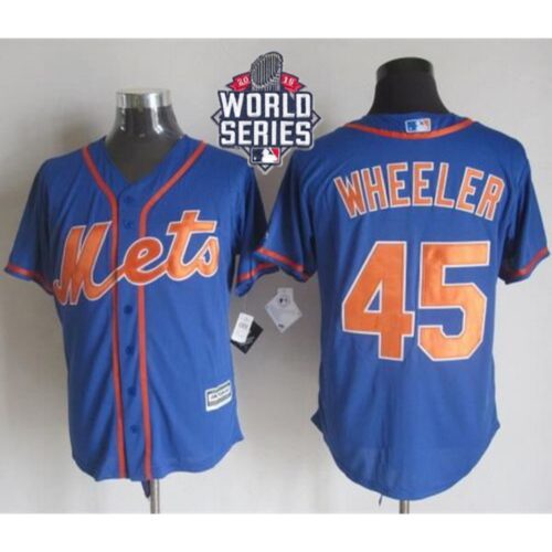 686367070f96e_1 Mets #45 Zack Wheeler Blue Alternate Home New Cool Base W/2015 World Series Patch Stitched MLB Jersey