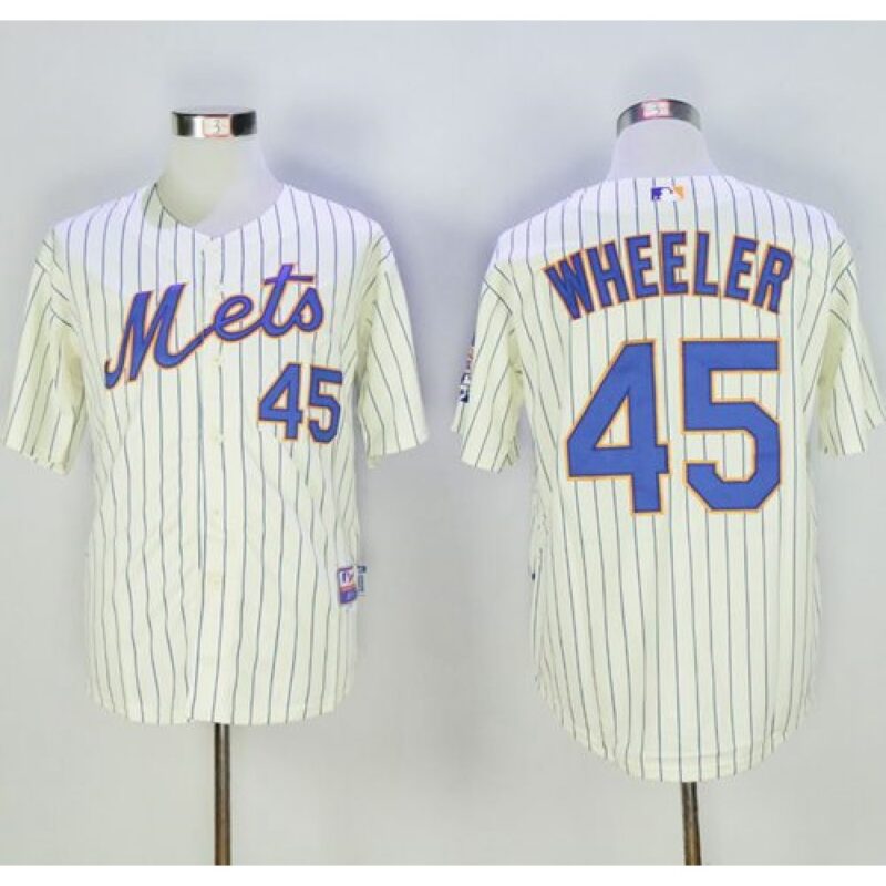 686367185b0e6_1 Mets #45 Zack Wheeler Cream(Blue Strip) Alternate Cool Base Stitched MLB Jersey