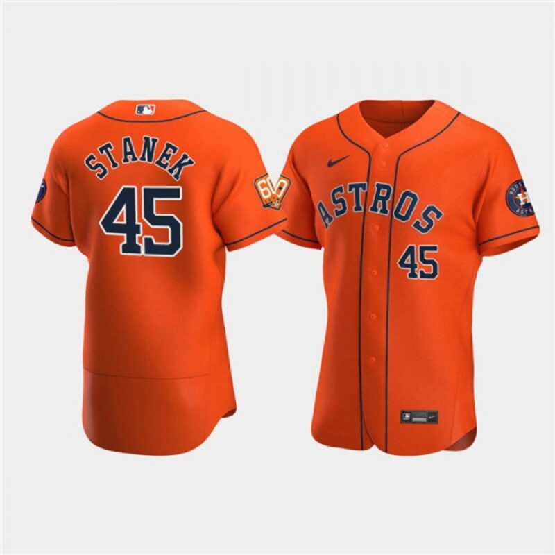 686367494e1f0_1 Men's Houston Astros #45 Ryne Stanek Orange 60th Anniversary Flex Base Stitched Baseball Jersey