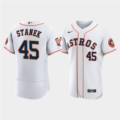 68636752017b1_1 Men's Houston Astros #45 Ryne Stanek White 60th Anniversary Flex Base Stitched Baseball Jersey
