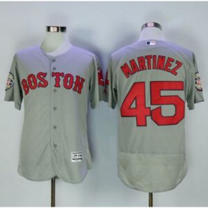 686367636a54e_1 Red Sox #45 Pedro Martinez Grey Flexbase Authentic Collection Stitched MLB Jersey