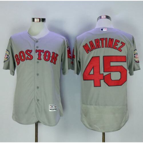 686367636a54e_1 Red Sox #45 Pedro Martinez Grey Flexbase Authentic Collection Stitched MLB Jersey