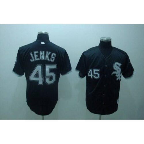 6863678c85510_1 White Sox #45 Bobby Jenks Stitched Black MLB Jersey
