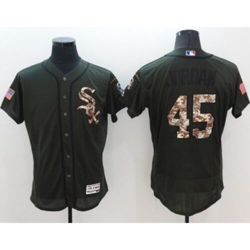 686367a5537a4_1 White Sox #45 Michael Jordan Green Flexbase Authentic Collection Salute to Service Stitched MLB Jersey