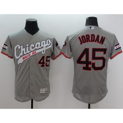 686367b033fc4_1 White Sox #45 Michael Jordan Grey Flexbase Authentic Collection Cooperstown Stitched MLB Jersey