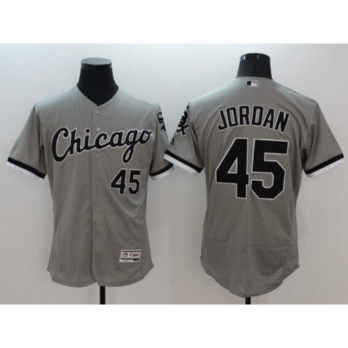 686367b4336e8_1 White Sox #45 Michael Jordan Grey Flexbase Authentic Collection Stitched MLB Jersey