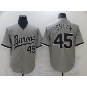 686367c2c3c92_1 Men's Birmingham Barons #45 Michael Jordan Gray Cool Base Stitched Jersey