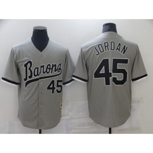 686367c2c3c92_1 Men's Birmingham Barons #45 Michael Jordan Gray Cool Base Stitched Jersey