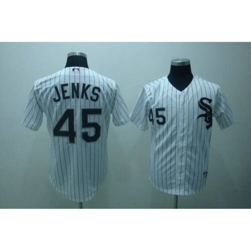 686367dd43055_1 White Sox #45 Bobby Jenks Stitched White Black Strip MLB Jersey