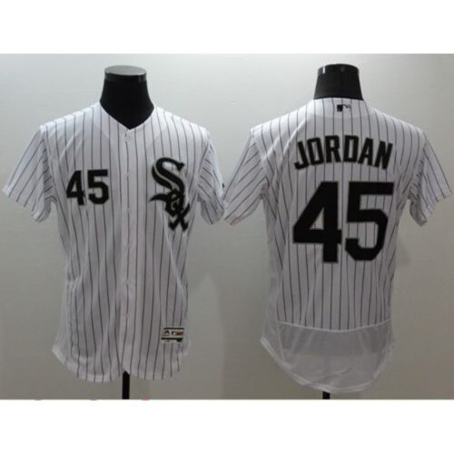 686367ef87dbb_1 White Sox #45 Michael Jordan White(Black Strip) Flexbase Authentic Collection Stitched MLB Jersey