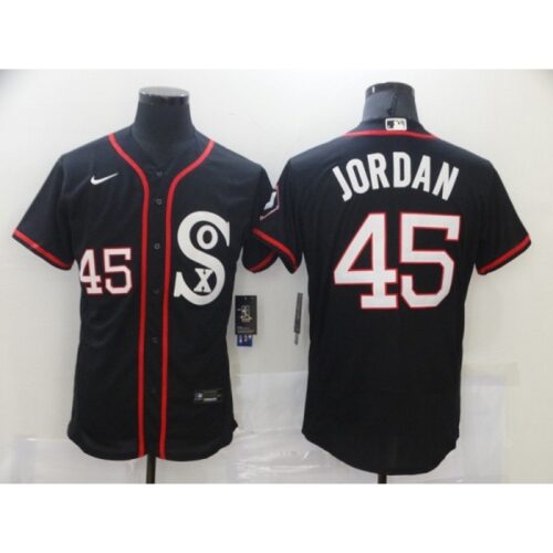 6863682eb7bec_1 Men's Chicago White Sox #45 Michael Jordan Black Flex Base Stitched Jersey