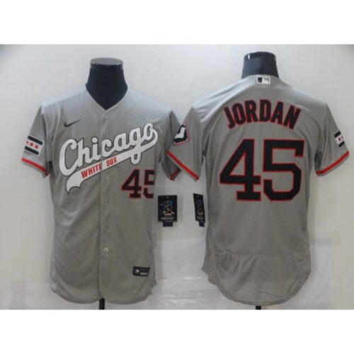 6863684bd0a0d_1 Men's Chicago White Sox #45 Michael Jordan Grey Flex Base Stitched Jersey