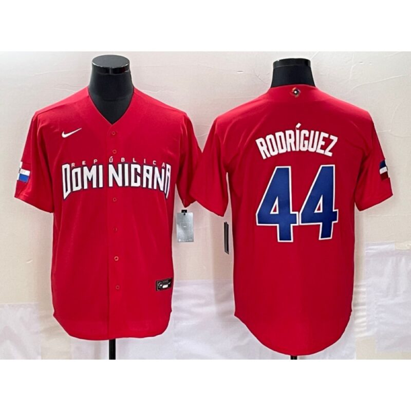 686368da502c3_1 Men's Dominican Republic Baseball #44 Julio Rodriguez 2023 Red World Baseball Classic Stitched Jersey