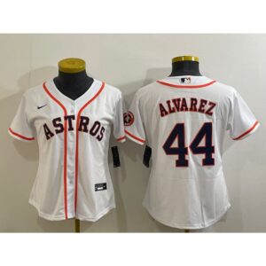 686368f644e8b_1 Women's Houston Astros #44 Yordan Alvarez White With Patch Cool Base Stitched Baseball Jersey(Run Small)