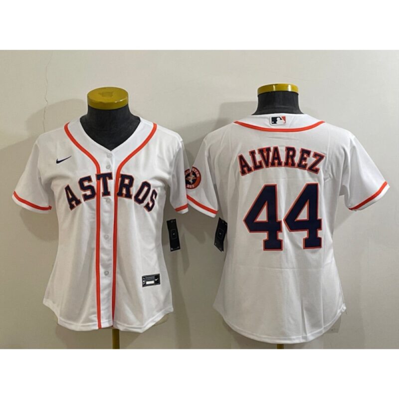 686368f644e8b_1 Women's Houston Astros #44 Yordan Alvarez White With Patch Cool Base Stitched Baseball Jersey(Run Small)