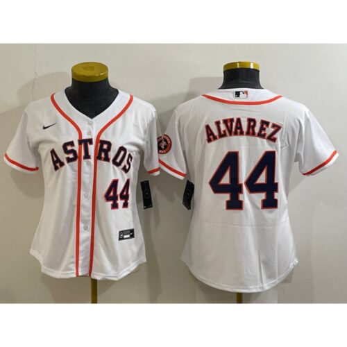 686368f90acec_1 Women's Houston Astros #44 Yordan Alvarez White With Patch Cool Base Stitched Baseball Jersey(Run Small)