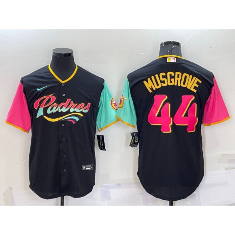 6863690348a6f_1 Men's San Diego Padres #44 Joe Musgrove 2022 Black City Connect Cool Base Stitched Jersey