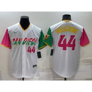 6863690e87d44_1 Men's San Diego Padres #44 Joe Musgrove 2022 White City Connect Cool Base Stitched Jersey